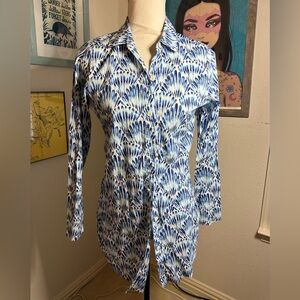 Tommy Bahama Swimsuit Coverup Shirt Dress Blue and White - Size XSmall